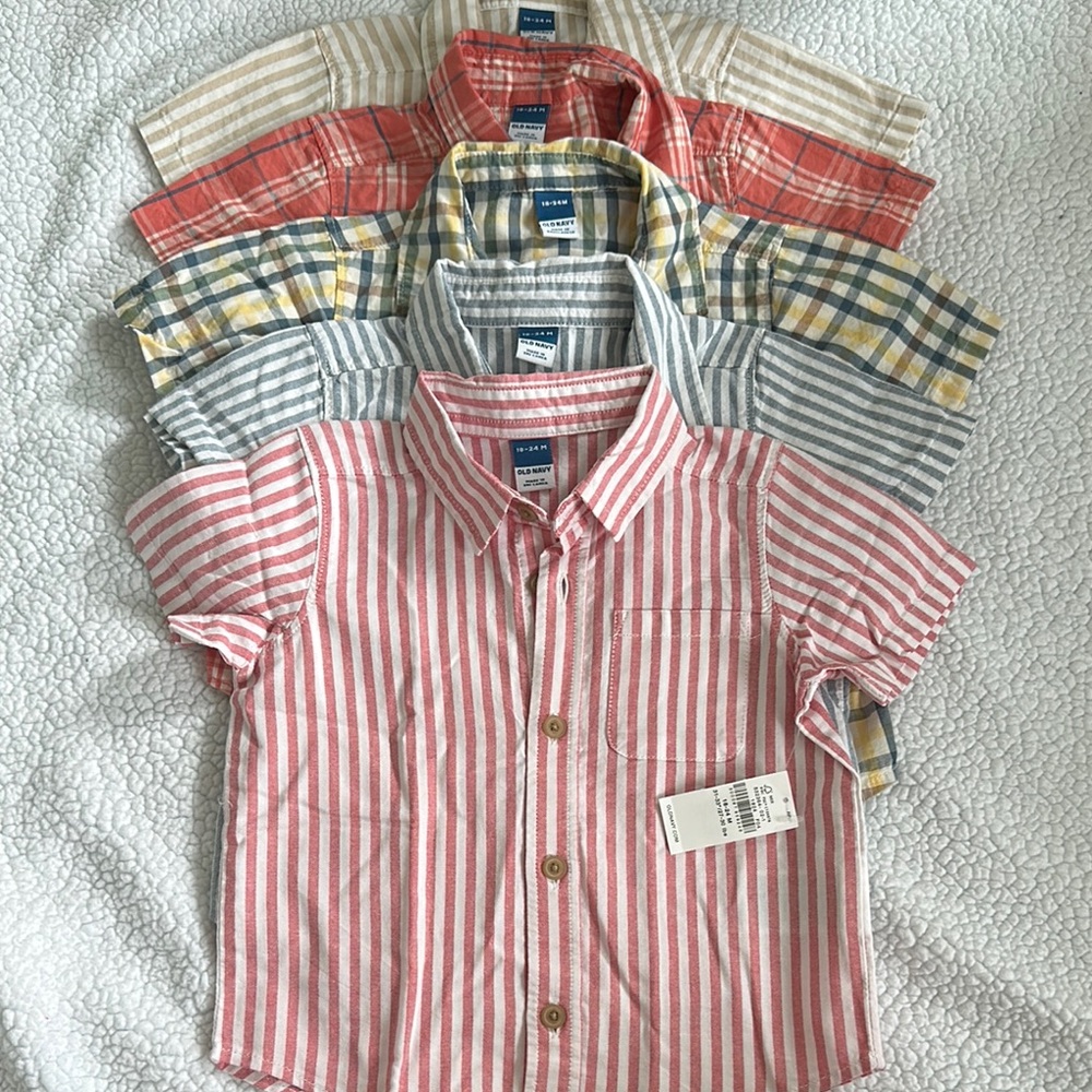 GAP Red and Yellow Casual Button Down Shirt